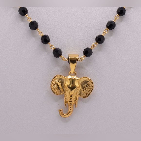 Elephant Pendant & Bead Necklace - Picture 2 of 3